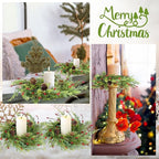 4 Pcs 9 Inch Christmas Wreaths for Kitchen Cabinet Artificial Cedar Pine Hanging Wreath with Red Berries Pine Needles for Front Door Xmas Swag Wreaths for Christmas Winter Farmhouse Home Decorations