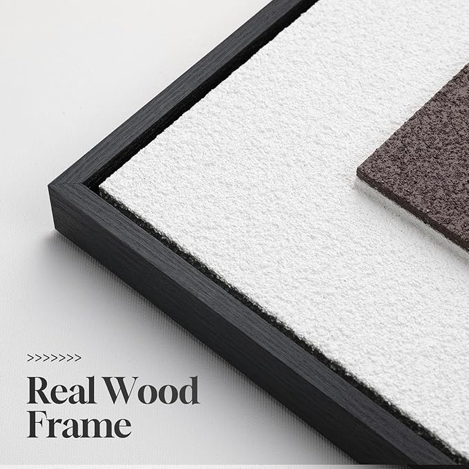 Large Framed 3D Textured Neutral Abstract Wall Art for Living Room, 3 Piece Modern Paintings Artwork for Walls, Minimalist Geometric Pictures for Hallway Office Dining Bedroom Wall Decor 24x36 In