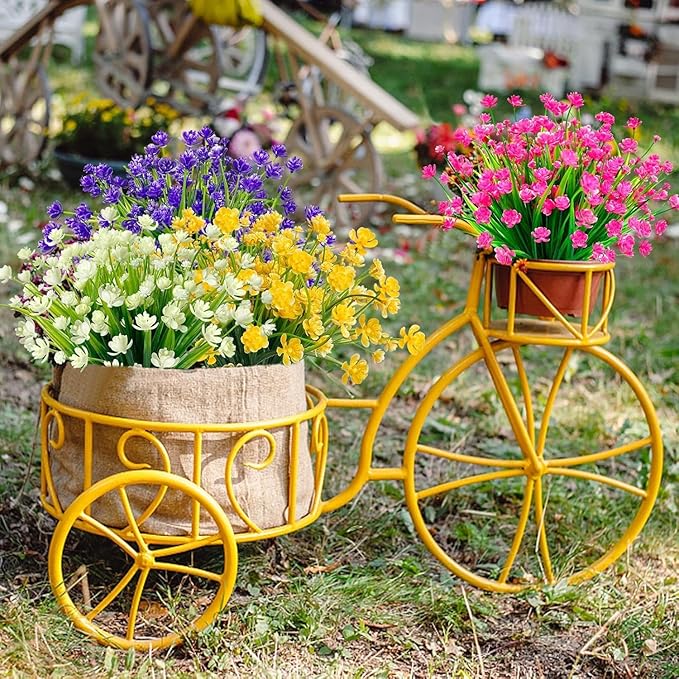 TURNMEON 20 Bundles Artificial Flowers for Outdoors Fake Plants Spring Decor, UV Resistant Artificial Plants Cemetery Fake Flowers Faux Plastic Greenery Shrubs for Home Porch Summer Decor 580 Heads