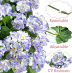 Artificial Geraniums Flowers for Outdoors Spring Decor, 4 Bundles UV Resistant Fake Geraniums Flowers Silk Faux Plants for Home Planter Gardens Table Patio Porch Indoor Cemetery Summer Decor(Purple)