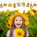 Maitys 36 Pcs Spring Flower Wooden Ornaments Sunflower Tulip Easter Tree Decoration Floral Gnome Hanging Wood Cutout Pastel Spring Decor for Home Small Tree Party(Sunflower)
