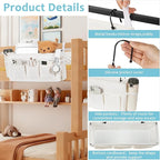 Loghot Bedside Caddy/Bedside Storage Bag Hanging Organizer for Bunk and Hospital Beds,Dorm Rooms Bed Rails,Can be Placed Glasses,Books,Mobile Phones,Keys (New White)