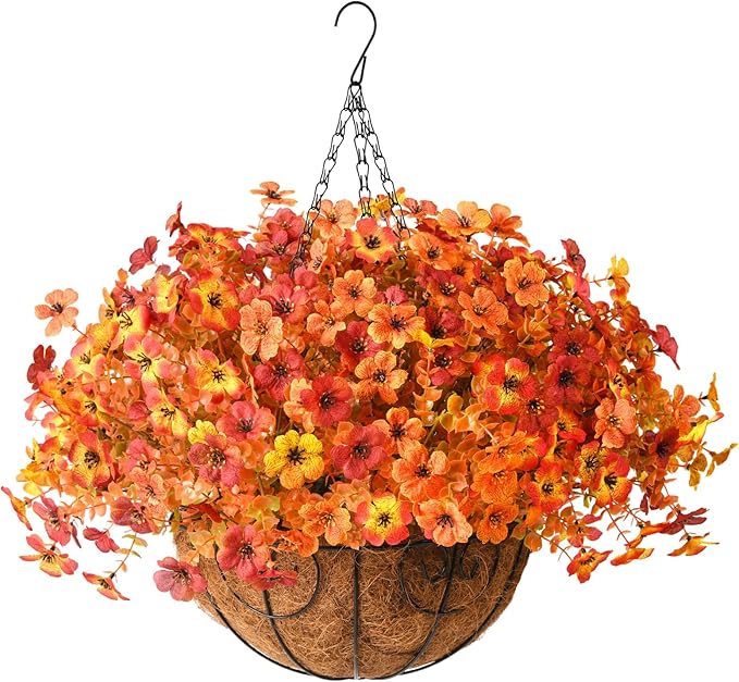 Artificial Fall Flowers for Outdoor, 12 Bundles 4 Colors Faux Mums Fake Fall Plants for Decoration, UV Resistant No Fade Silk Plastic Flower for Autumn Porch Patio Planters Windowbox Yard Garden
