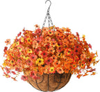 Artificial Fall Flowers for Outdoor, 12 Bundles 4 Colors Faux Mums Fake Fall Plants for Decoration, UV Resistant No Fade Silk Plastic Flower for Autumn Porch Patio Planters Windowbox Yard Garden