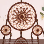 Pretty Jolly Pampas Grass Dream Catchers Wall Decor with Handmade Large Red Native Americans Witch Dreamcatcher with Wood Beads for Adults Bedroom Wedding Garden Bless Birthday Gift-5 Rings
