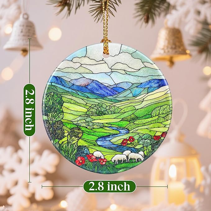Christmas Ornaments, 2.8 Inch Ceramic Hanging Ornament, Christmas Tree Ornaments, Xmas Decorations, Holiday Decorations, Holiday Party Gifts, and Xmas Gift Ideas - Green Irish Hills
