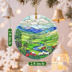 Christmas Ornaments, 2.8 Inch Ceramic Hanging Ornament, Christmas Tree Ornaments, Xmas Decorations, Holiday Decorations, Holiday Party Gifts, and Xmas Gift Ideas - Green Irish Hills