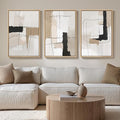 Large Framed Neutral Abstract Wall Art Set of 3, Modern Black and White Beige Canvas Prints Paintings Artwork for Walls, Minimalist Pictures for Living Room, Bedroom, Dining Room Wall Decor 20x30 In