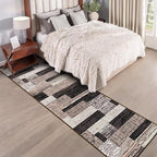 FlyDOIT Modern Geometric Patchwork Area Rug, 2.7x10 Chocolate Runner Rugs for Living Room, Rockwood Collection Indoor Rugs for Bedroom, Throw Carpet Floor Decor for Entryway Dining Room Office Nursery