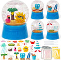 Summer Snow Globes Craft Kit - 8 Set DIY Plastic Snow Globe Craft with Mini Resin Coconut Trees, Make Your Own Party Favor Decor with Glitter for Classroom Activity Gift (Beach)