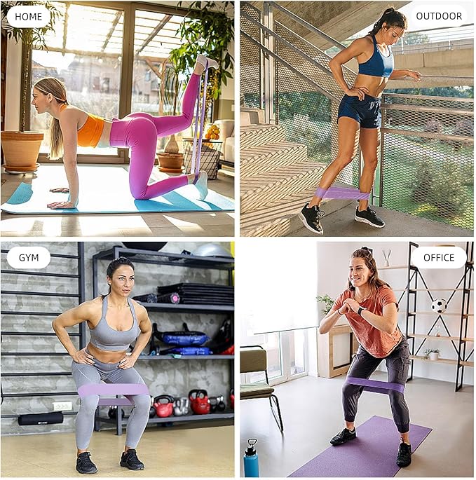Resistance Loop Exercise Bands for Home Fitness, Yoga Pilates, Stretching, Strength Training, and Physical Therapy - Elastic Bands Set Workout Bands for Women&Men (5pcs Set)