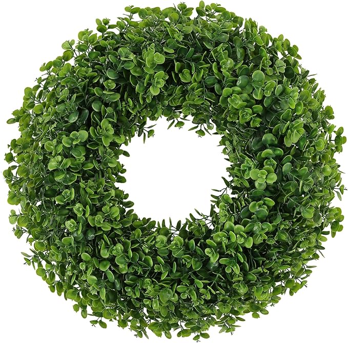 U'Artlines 24" Front Door Wreaths, Artificial Summer Greenery Weath, Hanging Garland for Home Wedding Wall Window Decoration (24'' Round,1)