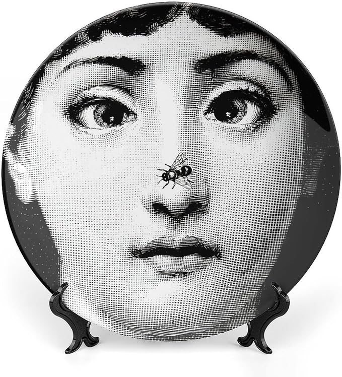 Lina Cavalieri Plate, Wall Decorative Plate, Mysterious Face Plate Wall Hanging Decoration,Including Bracket And Special Spring HooK,style-4,7inch