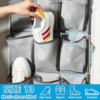 2Pcs 30 Large Pockets Dual Sided Hanging Shoe Organizer for Closet Shoe Storage Shelves with 360 Rotating Hanger Space Saving Storage Bag Hanging Shoe Rack for Bedroom Laundry Room,Gray
