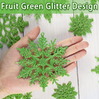 36pcs Christmas Lime Green Snowflake Ornaments，Plastic Lime Green Snow Flakes Hanging Ornaments for Christmas Tree Decor Winter Wonderland Frozen Birthday Party Holiday Home Decor Craft Snowflake