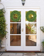 DDHS 19''Boxwood Wreaths for Front Door，Artificial Spring Wreaths for Farmhouse Wedding Green Year Round Indoor Outdoor for Fall Summer Christmas Wreath Home Decorations-Green