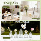 Der Rose Glass Bud Vases Set of 12, Small Bud Vases for Flowers, Rustic Wedding Centerpieces and Home Decor