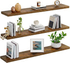 AMADA HOMEFURNISHING 35.4" L Floating Shelves, Wall Shelves Set of 3 for Bathroom/Living Room/Bedroom/Kitchen, Floating Shelves for Wall Decor with Invisible Brackets - AMFS45V