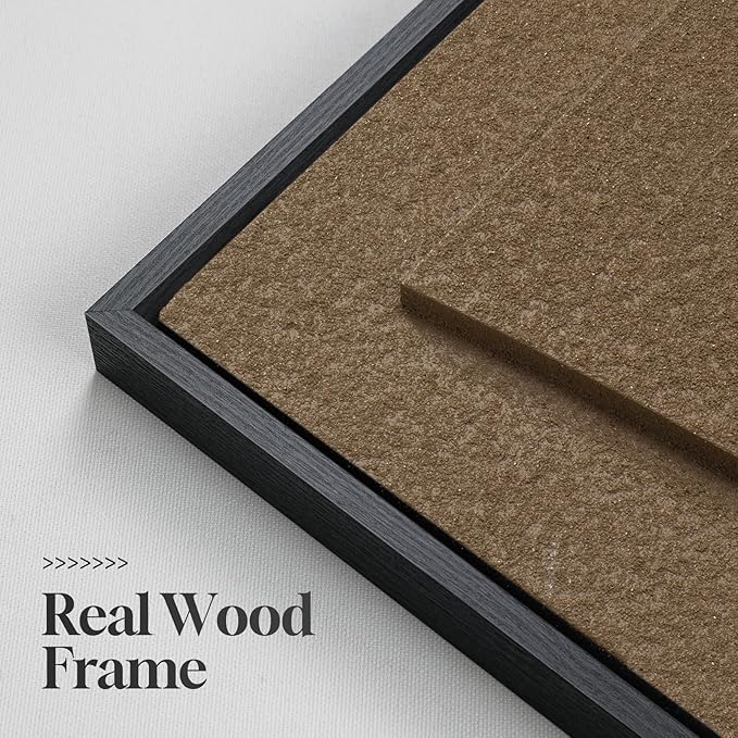 Large Framed 3D Textured Abstract Wall Art for Living Room, 3 Piece Modern Geometric Pictures Wall Decor, Neutral Minimalist White Brown Paintings for Bedroom Dining Room Hallway Office, 24x36 In