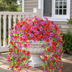 2PCS Artificial Hanging Flowers, 132 Violet and Eucalyptus Vines Fake Hanging Plants for Wall Home Room Garden Artificial Flowers for Decoration