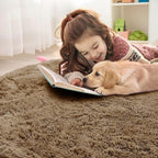 OLANLY Taupe Round Rugs for Bedroom - Machine Washable, 7 ft Circle Area Rugs for Living Room, Soft and Fluffy Shaggy Carpet for Teen Girl and Boys, Nursery Rooms, Dorms, Home Decor Aesthetic
