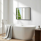 BONEWEI Bathroom Mirror,24x30 inch Wall Mirror for Bathroom Wall Mounted Black Rectangle Square Corner Mirrors,Black Bathroom Mirror for Living Room,Farmhouse,Bedroom Entryway,Horizontal/Vertical
