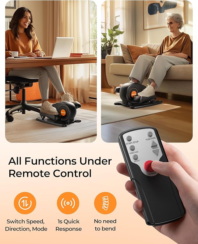 YOSUDA Under Desk Elliptical Electric, Elliptical Machine for Seniors,Fully Assembled Seated Pedal Exerciser with Remote Control with Free Footstraps & 10 Adjustable Speeds