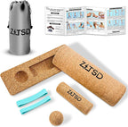Natural Cork Balance Board Kit, 4-in-1 Foot & Ankle Strengthener – 2 Half-Cylinder Boards, Massage Roller & Ball, Toe Resistance Bands, Carry Bag & Guide for Mobility & Physical Therapy