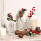 ComSaf Glass Bud Vases Set of 3, Small Flower Vases in Bulk, Mini Ribbed Vases for Centerpieces, Clear Vintage Vase for Table Decorations, Wedding, Party, Receptions, Home Decor (Different Sizes)
