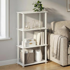 Furinno Turn-S-Tube Storage Shelves, 4-Tier Book Shelf, Corner Shelf, Toolless Open Frame Standing Shelves, for Organization and Storage, Living Room, Garage, Home Office, White