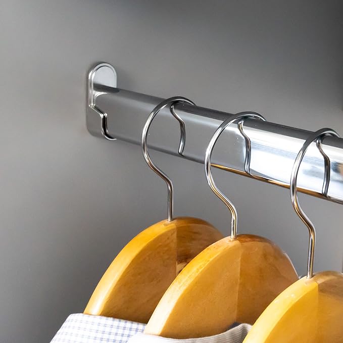 Custom cut to size (12-92 inches) oval closet rod with choice of end support (Chrome)