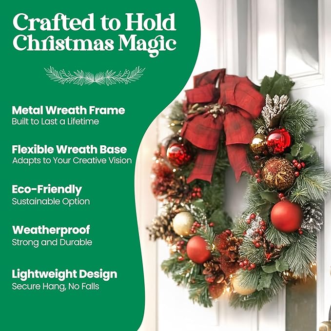 5-Pack 10 Inch Wire Wreath Frame – Round Metal Wreath Form with Ring Design for DIY Crafts, Floral Projects, and Home Decor – Dark Green Wire Frame for Christmas Holiday & Weddings