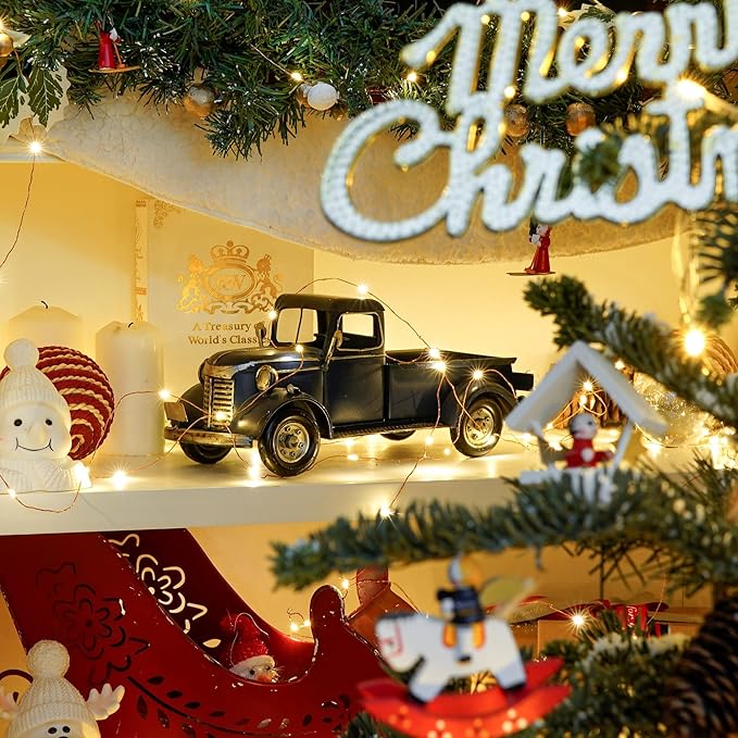 SOFFEE DESIGN 12in Collectible-Vehicles Classic Truck, Pick-up Model Iron Decorations, Collectible Figurine Desktop Car Wine Holder for Home Decor, Dark Blue