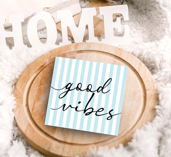 SRADMO Inspirational Wood Box Sign Desk Decor, Inspirational Office Decor, Light Blue Striped Motivational Theme Wooden Block Box Sign Decoration for Home Office Shelf Table Decorative Accessories
