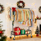 Heavy-duty Clothing Rack with Wheels, Rolling Clothes Rack with Shelf, Clothes Racks for Hanging Clothes, Metal Standing Garment Racks, Black