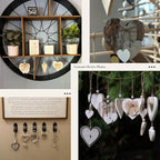 Sun&Beam Heart-Shaped Wooden Decorative 2Pcs Hanging Handmade Hearts Ornaments for Wedding Party Valentine Christmas Home Decoration Car Décor (Y-#2, 2Pcs)