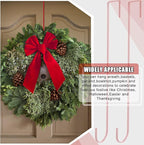 Hotop 15 Inch 4 Pcs Wreath Hangers for Front Door Steel Metal Wreath Doors Hanger Over The Door Hanger Hook Indoor or Outdoor for Christmas Halloween Front Decorations Welcome Sign(Red)