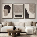 Large Framed Neutral Abstract Wall Art for Living Room, 3 Piece Black and White Canvas Prints Paintings Artwork for Walls, Modern Minimalist Pictures Wall Decor for Bedroom Dining Room Office 24x36 In
