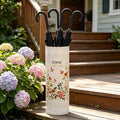 Vintage Metal Umbrella Holder Rustic Round Umbrella Stand Entryway Decorative Organizer Bucket for Home/Office/Farmhouse - Holds Multiple Umbrellas Canes & Walking Sticks (Pink)