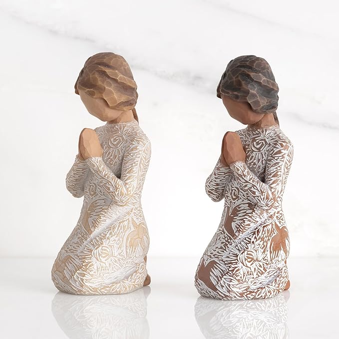 Willow Tree Prayer of Peace (Darker Skin), Seeking The Quiet Within, Expresses Sympathy, Comfort, Remembrance, Healing, Sculpted Hand-Painted Figure