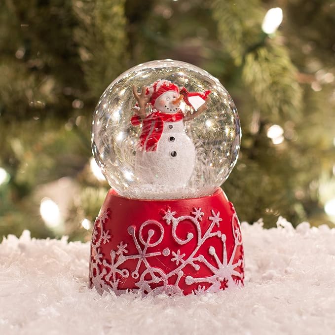 Holiday Red Glitterdome 4.75 x 3.25 Resin 80MM Snow Globe Plays Jingle Bells