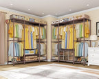 Ulif E3 Heavy Duty Garment Rack, 4 Tiers Freestanding Closet Organizer System with 5 Shelves, Metal Closet Organizer and Storage System for Clothes, Max Load 850lbs, 58.4"W x 15.7"D x 77.3"H, Bronze