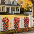 Fall Artificial Flowers for Outdoors Decoration, 2PCS Fake Hanging Plants Faux Realistic Silk Morning Glory Long Vines UV Resistant for Autumn Outdoor Porch Patio Balcony Yard Planter, Brown