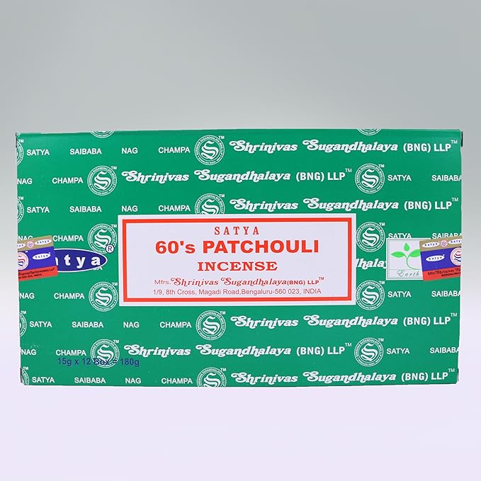 Nag Champa Incense Stick Packs - Hand Rolled & Non-Toxic - Perfect for Meditation and Yoga - Home Fragrance Gift Pack - 15g, Set of 12 Packs (60's Patchouli)