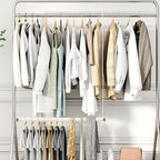 STORAGE MANIAC Adjustable Closet Rod Hanging Clothes Heavy Duty Closet Extender Hanging Rod Space-Saving Clothes Hanging Bar Double Closet Hanging Rod Hanging Closet Organizer Closet Bar,2 Pack White