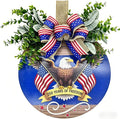 12" Patriotic Wreath for Front Door Wooden Welcome Sign, 4th of July Decorations Outdoor with USA 250th Anniversary Flag, Memorial Day Patriotic Decor (Color-Freedom1)