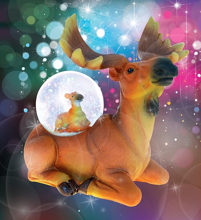 COTA Global Moose Snow Globe - Wildlife Animal Water Globe Figurine with Sparkling Glitter, Zoo Collectible Novelty Ornament for Home Decor, for Birthdays, Christmas, Valentine – 45mm