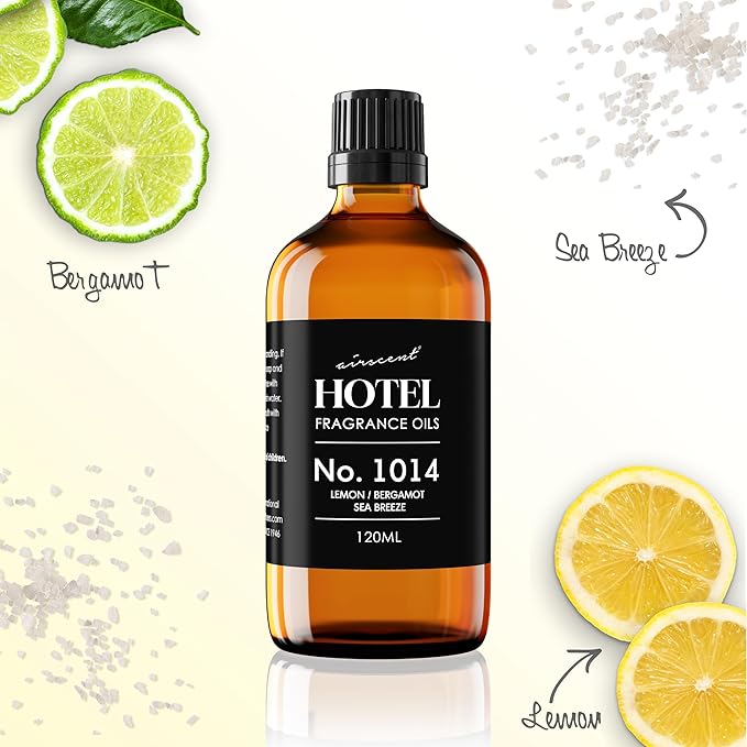 AirScent Hotel Diffuser Oil No. 1014 Inspired by The Iconic 5-Star Hotel Coastal Blend - Lemon Bergamot Sea Breeze - 30 mL Fragrance Oil for Ultrasonic and Waterless Diffusers and Crafting