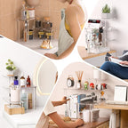 Sezanrpt Clear Countertop Corner Organizer Shelf 16.9x16.9x15.6 inch, 3 Tier Acrylic Organizer Corner Shelf for Bathroom, Kitchen, Study Room, Spice Jars, Coffee Bar, Dresser Table, Books