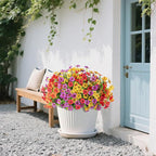 Artificial Faux Flowers Plants for Outdoors Outside Spring Summer Decoration,12 Bundles Silk Daisy Realistic Fake Flowers Plants Greenery UV Resistant for Planters Porch Patio Front Yard(4 Multicolor)